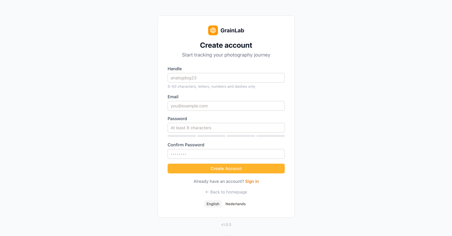 Registering a new account